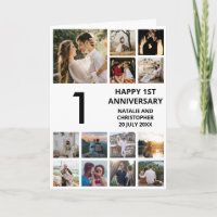 1st Anniversary 13 Photo Collage Black and White