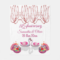 1st Anniversary 2 Swans Love Sweeping Hearts Wings