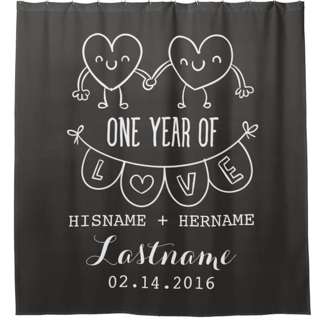 1st Anniversary Gift Chalk Custom Shower Curtain (Front)