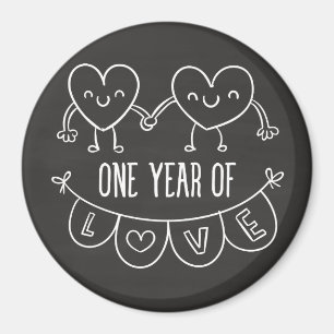 1st Anniversary Gift for Her Chalk Hearts Magnet