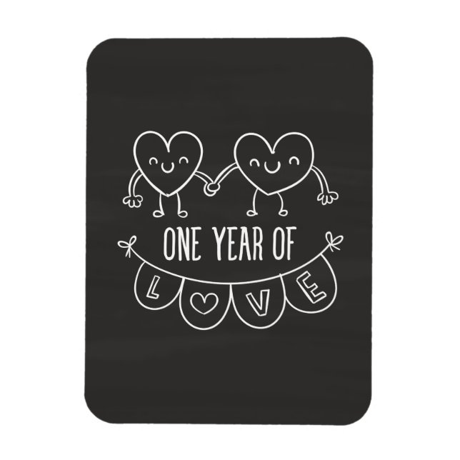 1st Anniversary Gift for Her Chalk Photo Magnet (Vertical)