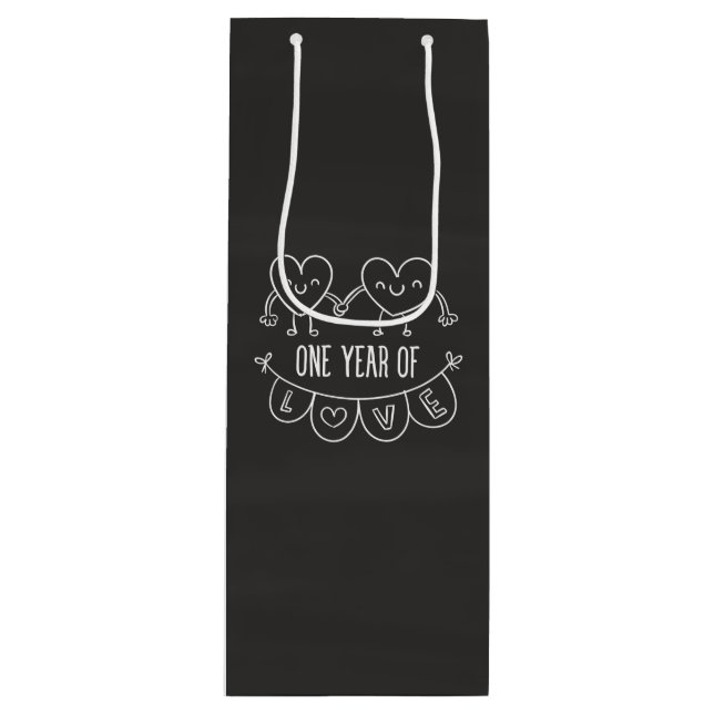 1st Anniversary Gift for Her Chalk Wine Gift Bag (Front)