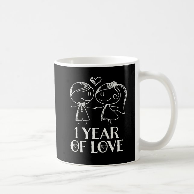 1st Anniversary Hand Drawn Couples Valentine Mug (Right)
