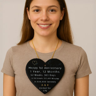 1st Anniversary Heart  Ceramic Tree Decoration