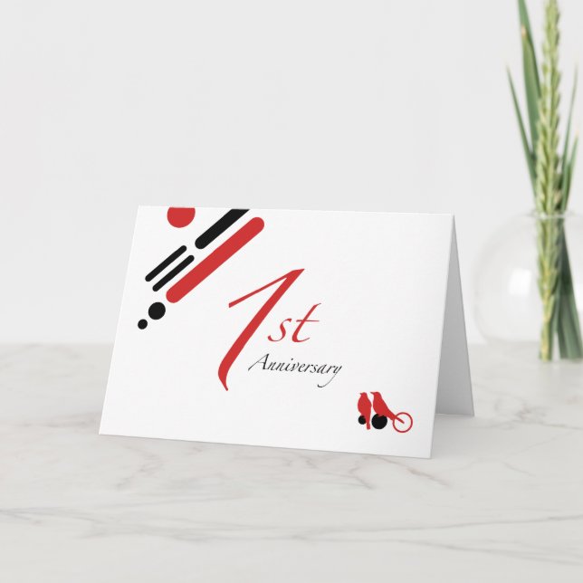1st Anniversary (mod birds) Card (Front)
