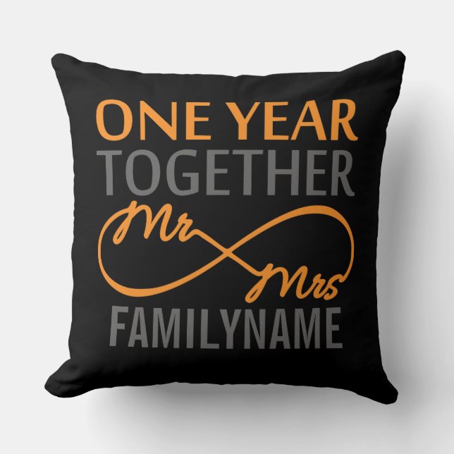 1st Anniversary Mr. & Mrs Infinity Personalised Cushion (Front)