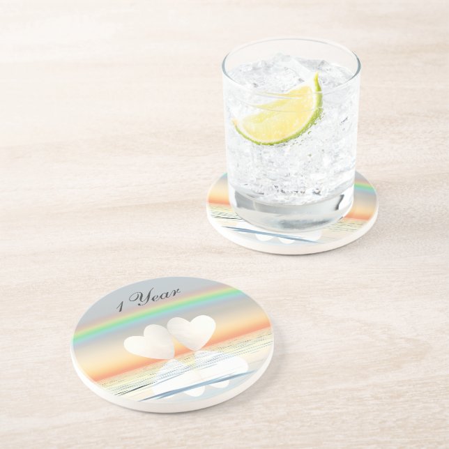 1st Anniversary Paper Hearts Coaster (Side)