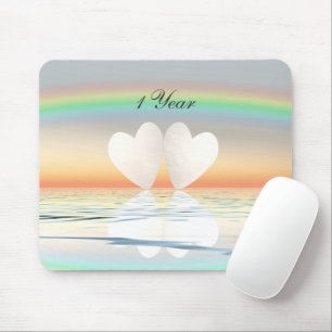 1st Anniversary Paper Hearts Mouse Pad