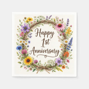 1st Anniversary Paper Napkins, First Wedding Party Napkin