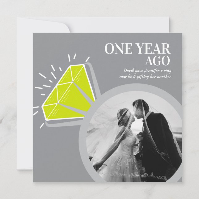 1st anniversary party peridot ring two photos invitation (Front)