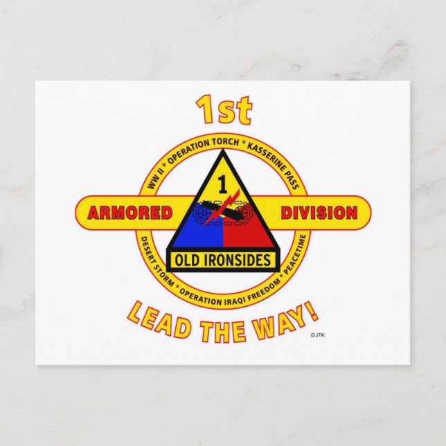1ST ARMORED DIVISION "OLD IRONSIDES" POSTCARD (Front)