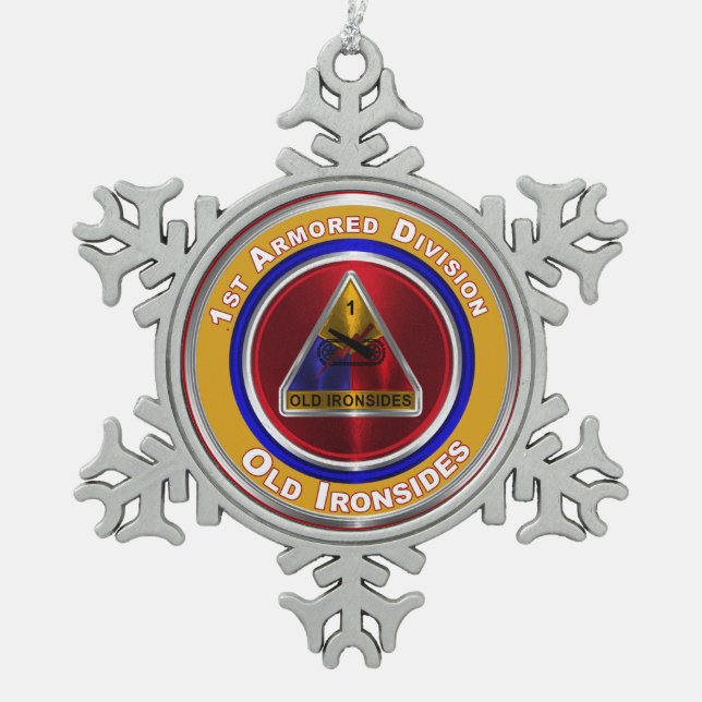 1st Armoured Division Keepsake Christmas  Snowflake Pewter Christmas Ornament (Front)