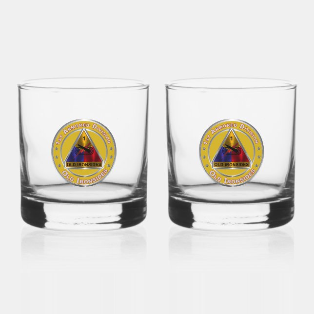 1st Armoured Division Whiskey Glass (Front)