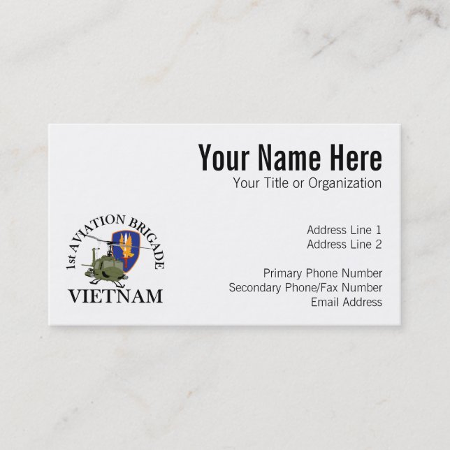 1st Avn Bde Vietnam Vet Huey Business Card (Front)