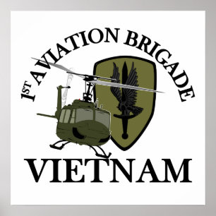 1st AVN BDE Vietnam Vet Huey Poster