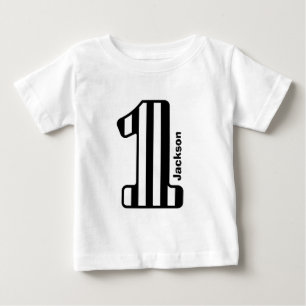 1st BABY Birthday Black Striped Big Number A20Z T-Shirt