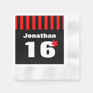 1st BABY Birthday Red Striped Big Number A16 Napkin