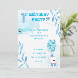 1st baby boy birthday invitation 