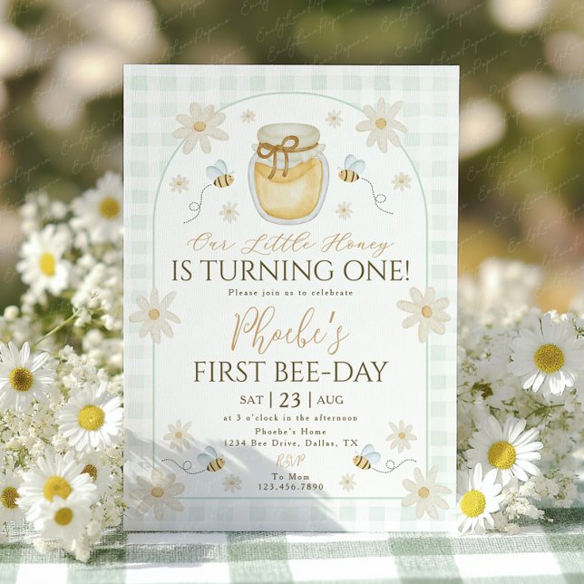 1st Bee Day Girls Birthday Honey Daisy Invitation (Creator Uploaded)