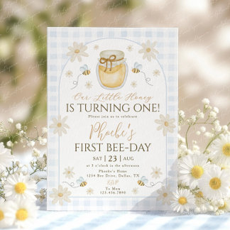 1st Bee Day Girls Birthday Honey Daisy Invitation