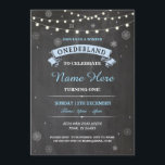1st Birthday 1 Wonderland Onederland Party Invite<br><div class="desc">Winter Wonderland Photo 1st Birthday invite,  perfect for a 1st birthday. Simply change the text to suit your party. Back print included.</div>