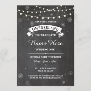 1st Birthday 1 Wonderland Onederland Party Invite