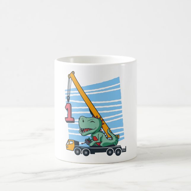 1st Birthday 1 year Mobile Crane Dinosaur Coffee Mug (Center)