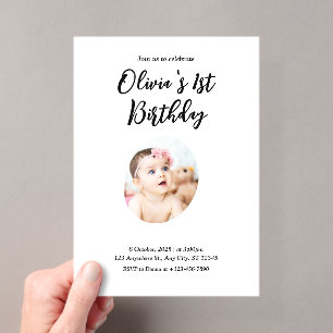  1st Birthday  Acrylic Invitations