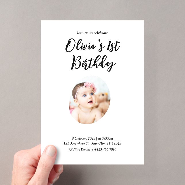  1st Birthday  Acrylic Invitations (Insitu (Handheld))