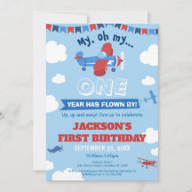 1st Birthday Aeroplane ONE Year Has Flown Sky Clou