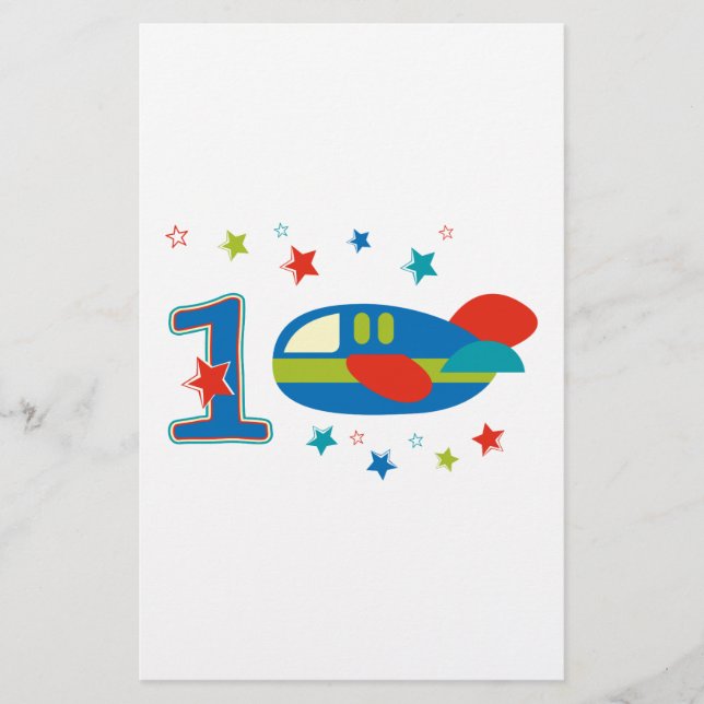 1st Birthday Aeroplane Stationery (Front)