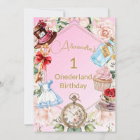 1st Birthday Alice In Wonderland Floral Pink 