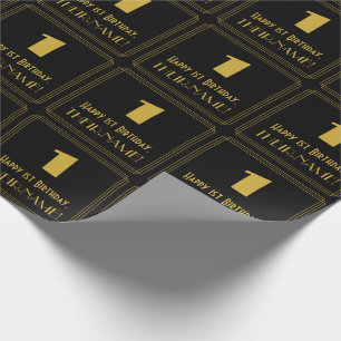 1st Birthday – Art Deco Inspired Look "1" & Name Wrapping Paper