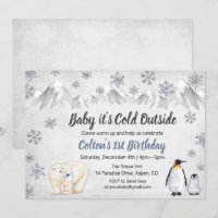 1st Birthday Baby It's Cold Outside Invitation