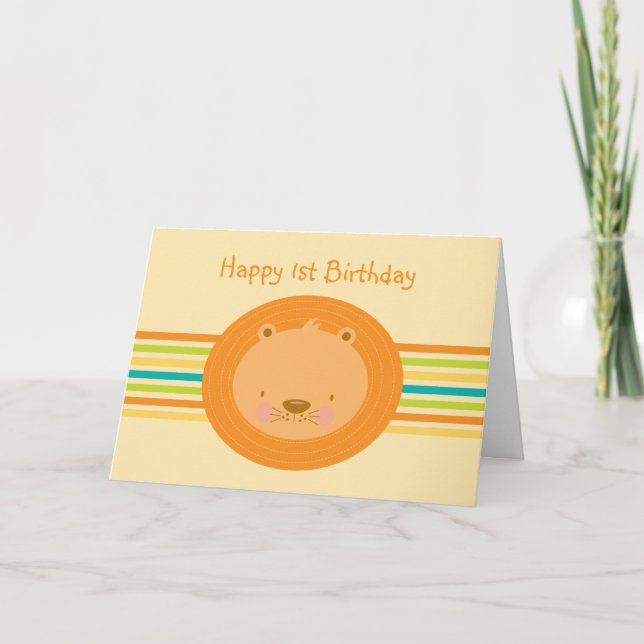 1st Birthday Baby Lion Card (Front)