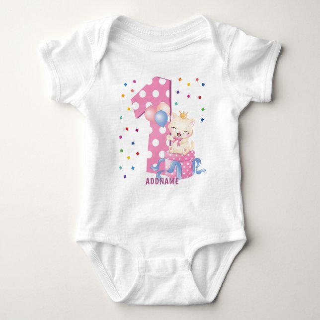 1st Birthday | Baby's First Birthday Baby Bodysuit (Front)