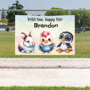 1st Birthday Banner Wild One Baby Party Decor