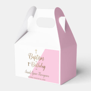 1st Birthday baptism Pink baby girl Favour Box