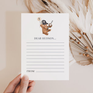 1st Birthday Baseball Bear - Time Capsule Card