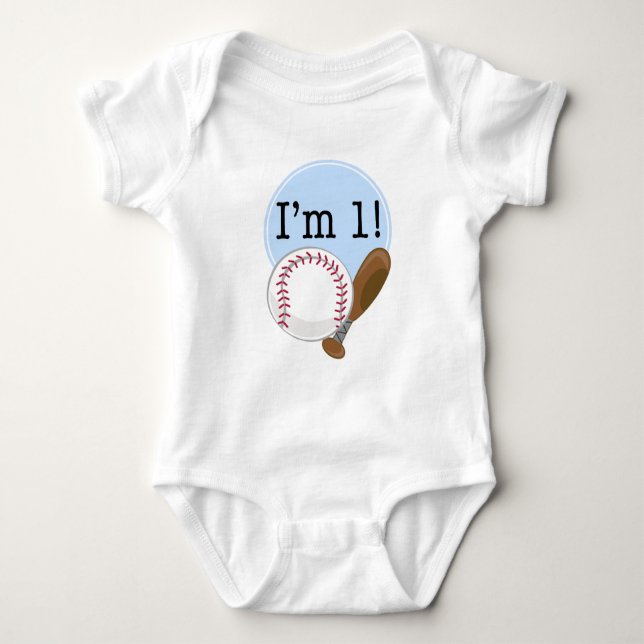 1st Birthday Baseball Kids Baby Bodysuit (Front)