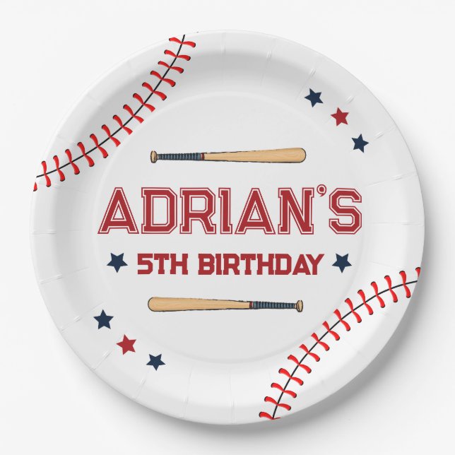 1st Birthday Baseball  Paper Plate (Front)
