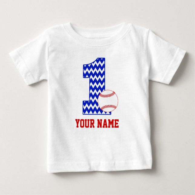 1st Birthday Baseball Personalised T-shirt (Front)