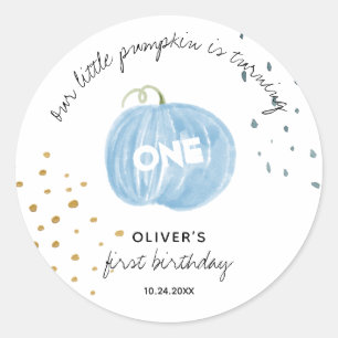  1st Birthday Blue Pumpkin  Classic Round Sticker
