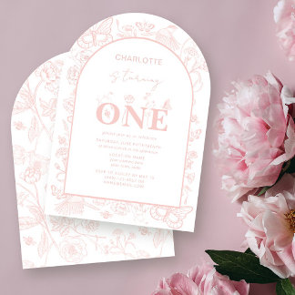 1st Birthday Blush Pink Floral Is Turning One Invitation
