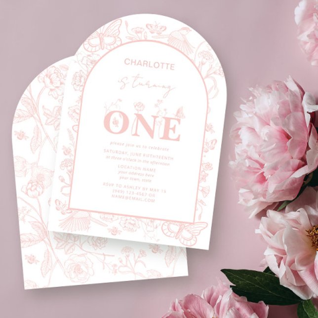 1st Birthday Blush Pink Floral Is Turning One Invitation (Creator Uploaded)