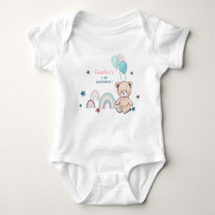 1st Birthday Bodysuits with a cute teddy bear.
