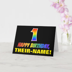 1st Birthday: Bold, Fun, Simple, Rainbow 1 Card