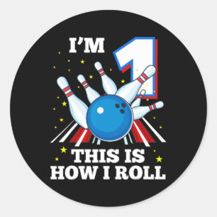 1st Birthday Bowling I'm 1 This Is How I Roll Funn Classic Round Sticker