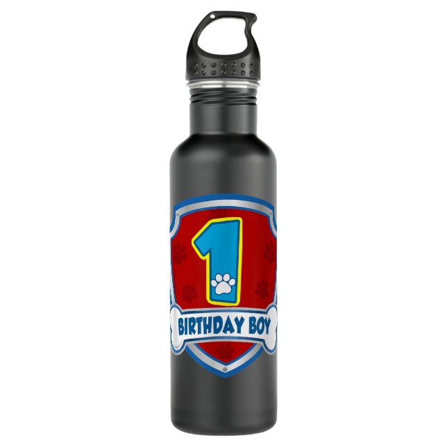 1st Birthday Boy 1 Years Old Patrol Dogs Paw Lover 710 Ml Water Bottle (Front)