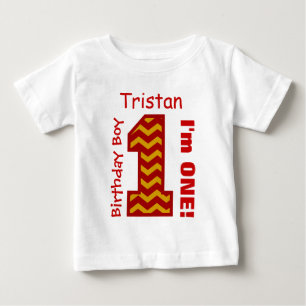1st Birthday Boy CHEVRON One Year Custom Name V11 Baby T-Shirt